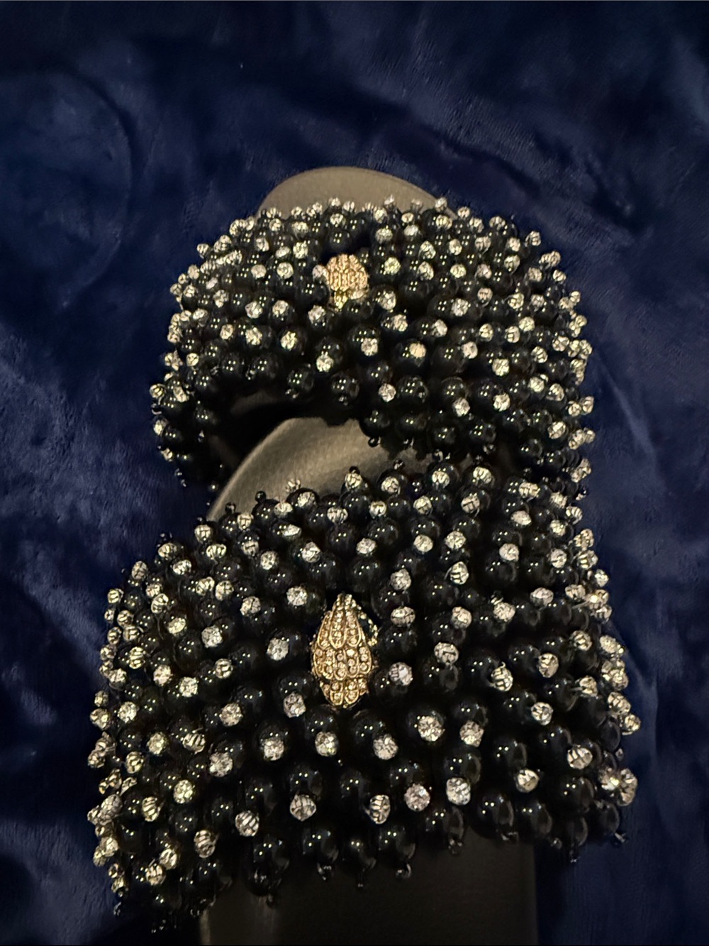 Kurt Geiger Black Beaded Slide Sandals with Gold Accent NWOB - Picture 7 of 7